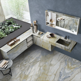 Macchia Vecchia Azzurra 160x320cm 06mm – Book-Match Honed Porcelain Tile