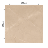 ARMANI BEIGE – 120x120cm glossy marble effect porcelain tile. Durable, elegant, and ideal for luxurious modern interiors and high-traffic spaces.