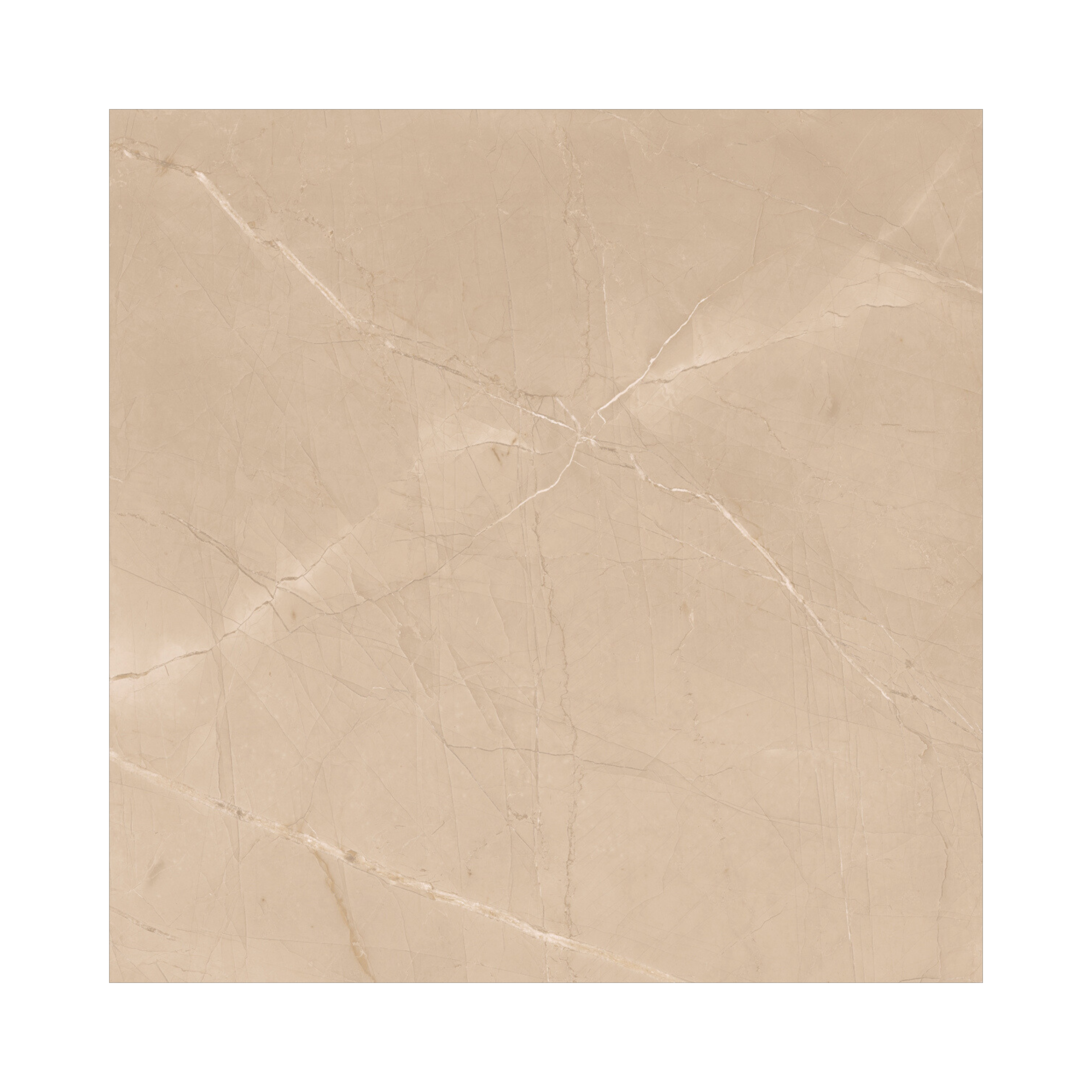 ARMANI BEIGE – 120x120cm glossy marble effect porcelain tile. Durable, elegant, and ideal for luxurious modern interiors and high-traffic spaces.