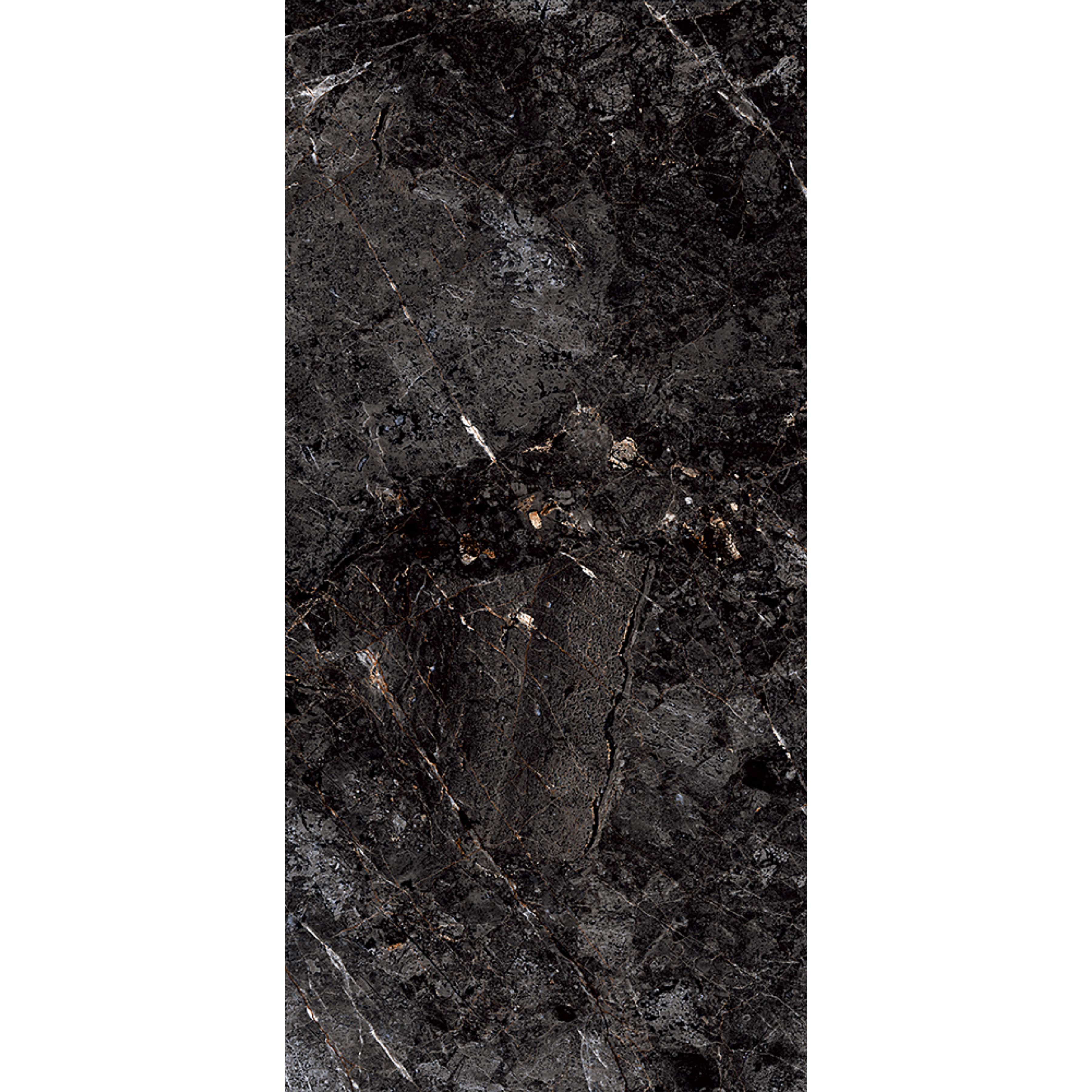 Africano Nero 80x160cm high glossy porcelain tile, 09mm thick with bold black stone veining. Adds luxury, depth, and elegance to modern interiors.