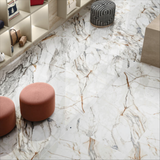 Aristo Statuario 80x160cm glossy porcelain tile, 09mm thick with bold marble veining. Elegant high-gloss finish, perfect for luxury interiors.