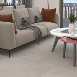 Azure Grey (Silk Grey) 120x120cm matt porcelain tile with smooth grey tones. Durable and stylish, perfect for modern interior designs.