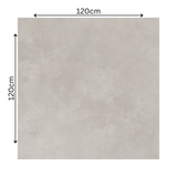 Azure Grey (Silk Grey) 120x120cm matt porcelain tile with smooth grey tones. Durable and stylish, perfect for modern interior designs.