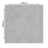 BURBERRY GREY – 120x120cm glossy porcelain tile with a sophisticated grey marble effect. Large format tile ideal for modern and elegant interiors.