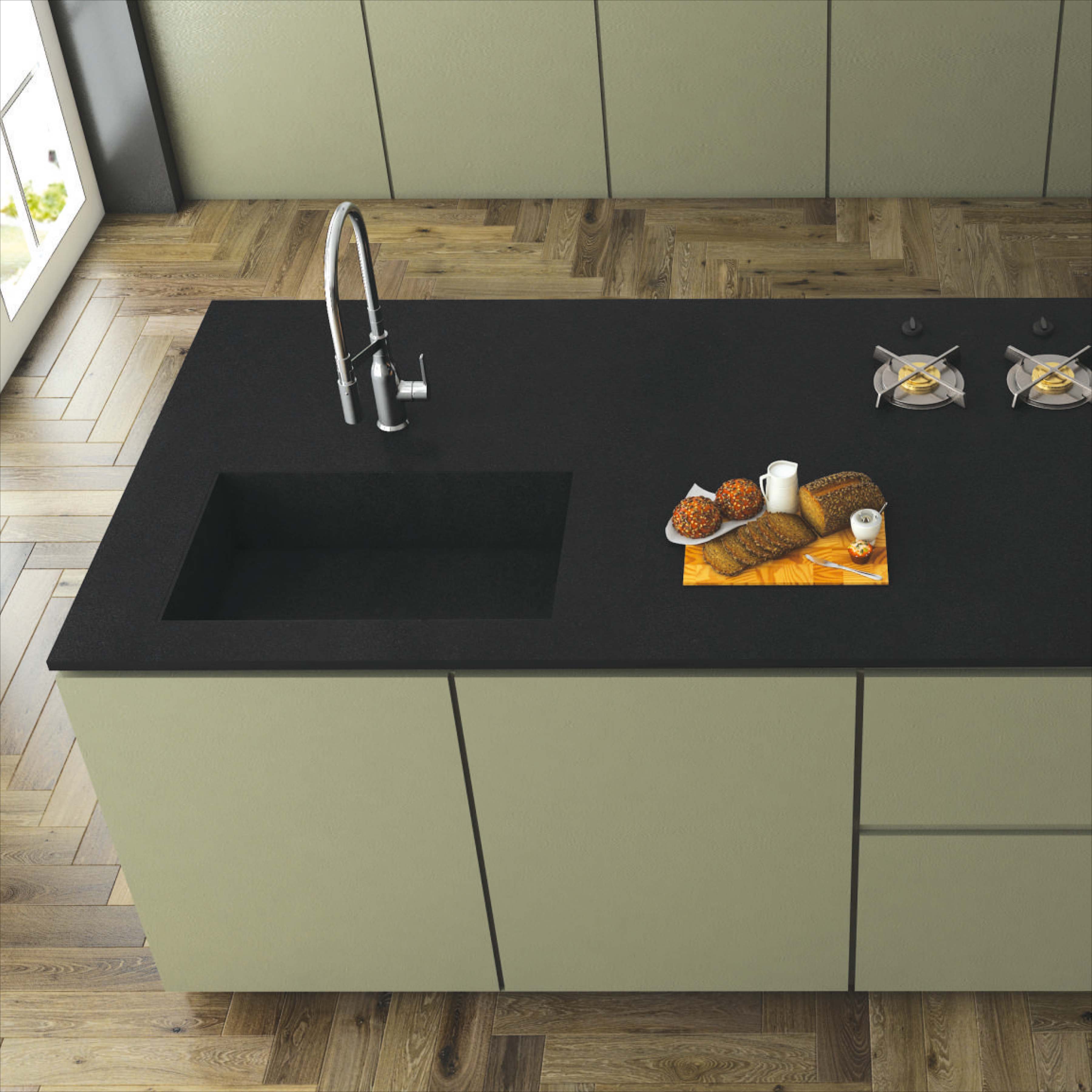 Bring bold sophistication to your space with stone look tiles in deep black, featuring a sleek matt finish and the grandeur of large format tiles.