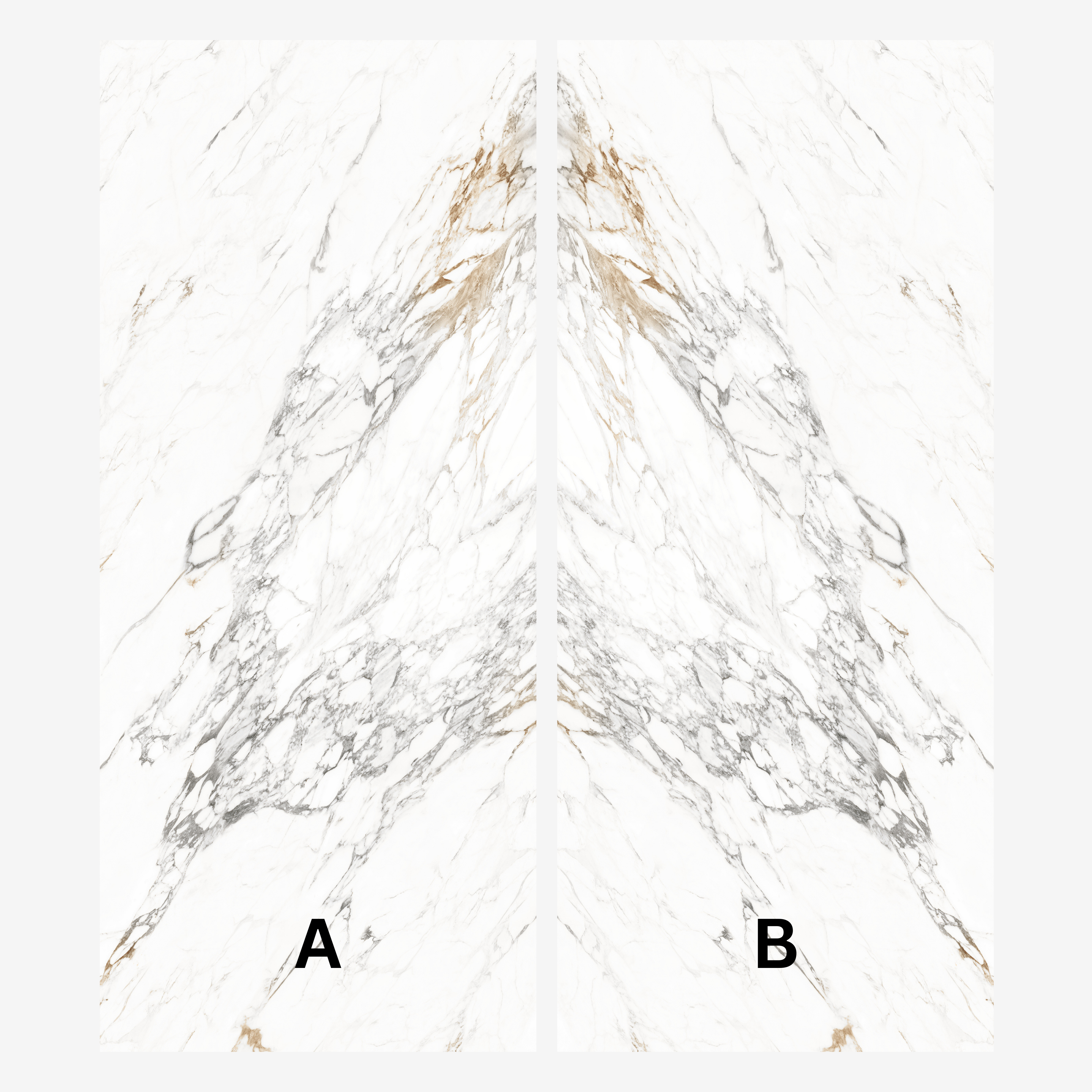 Elegant book match marble look tiles with a refined matt finish. 120x320cm large format tile perfect for premium interior surfaces