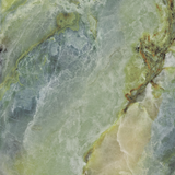 IRISH GREEN 120x278cm book match marble look tile in glossy finish. A bold large format tile for luxurious and modern interiors.