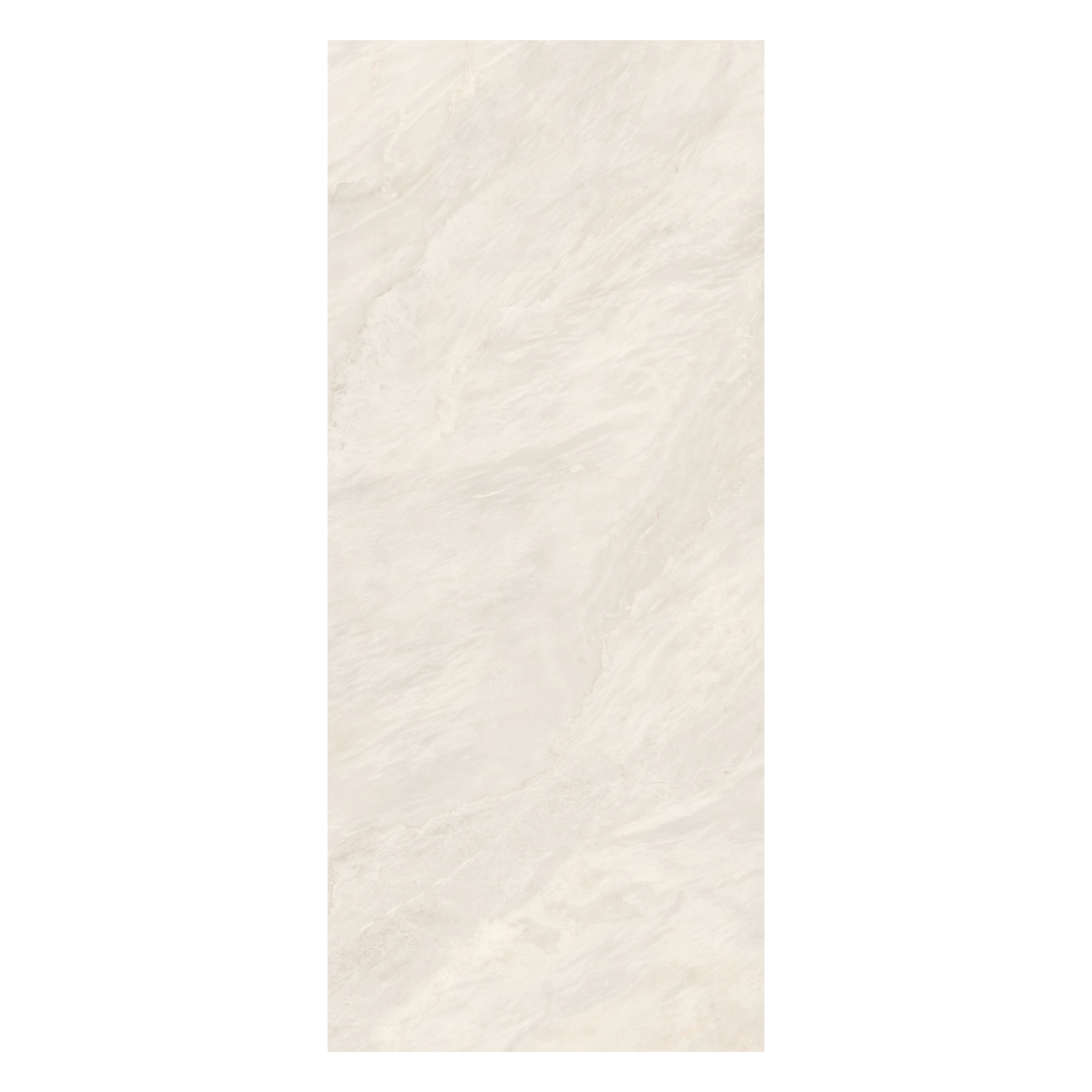 Monaco Ice glossy porcelain tile 120x280cm. Sleek white with frosty tones, 09mm thick, perfect for modern luxury interiors and walls.