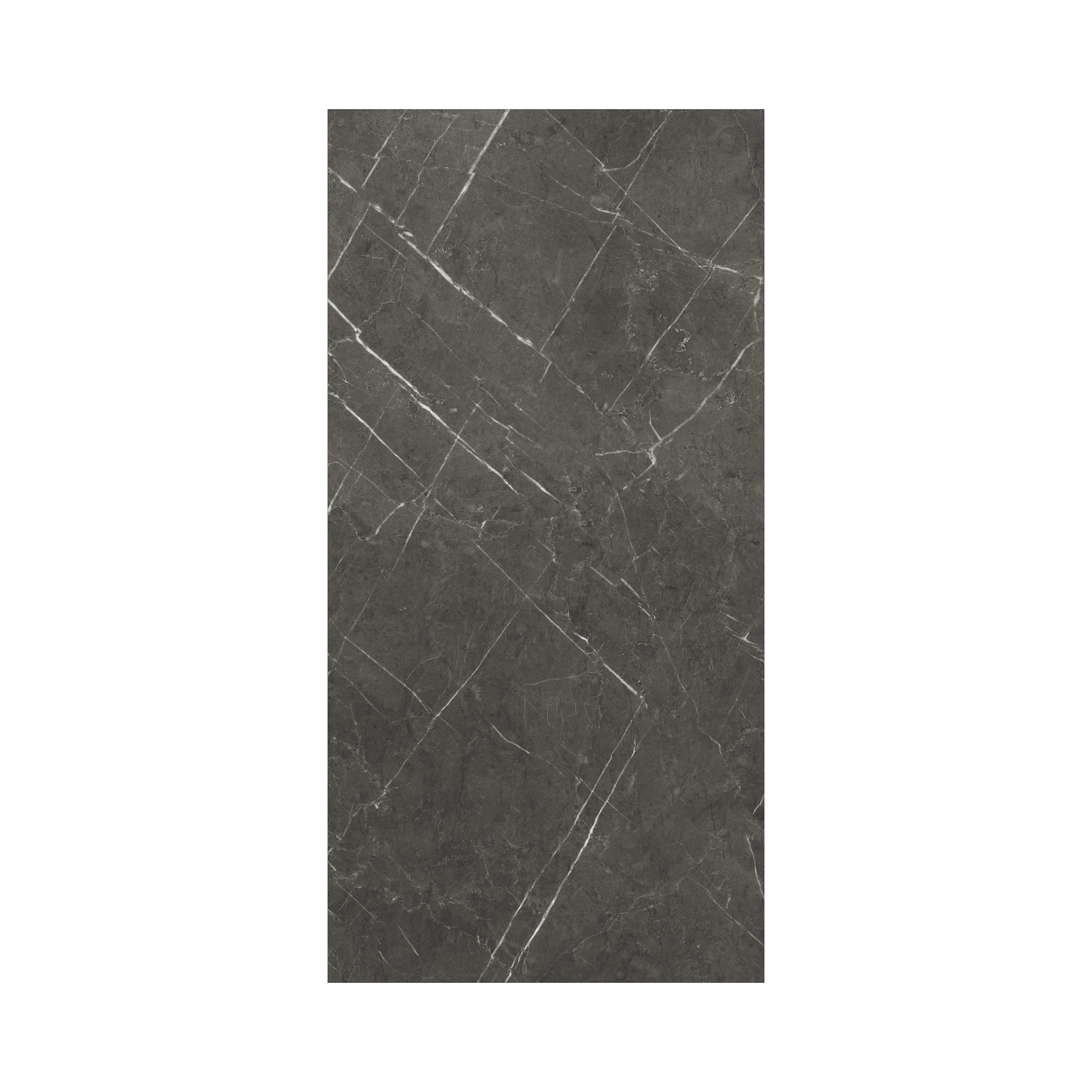 Pietra Grey 120x240cm glossy tile with subtle veining and sleek finish. A timeless stone-inspired design for luxury modern interiors.