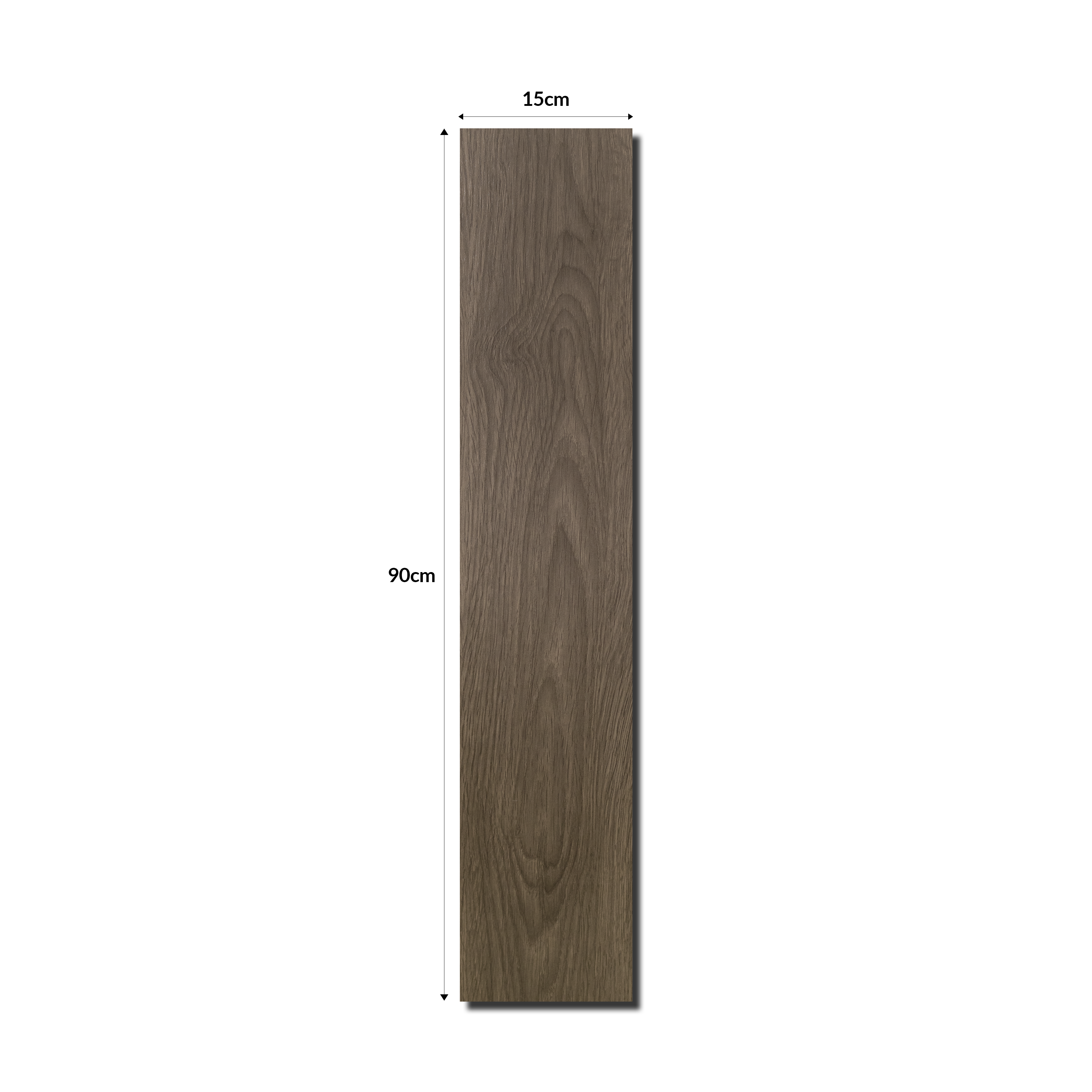 Shadow Walnut 15x90cm porcelain slab with deep walnut tones. Wood-look design, durable, low-maintenance, and ideal for elegant floors and walls.