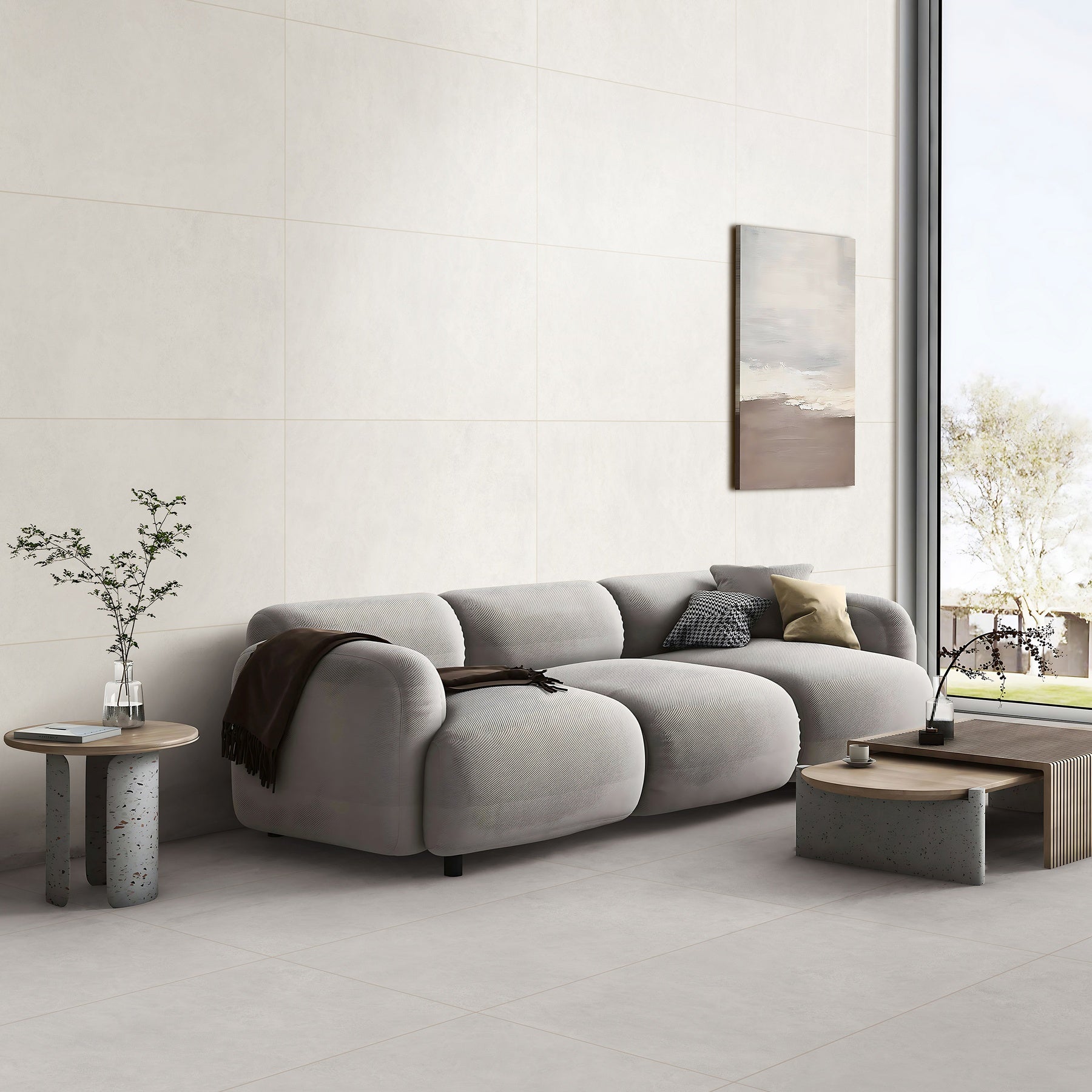 Shop NOVERA BIANCO porcelain tile 600x1200mm with 9MM thickness and GHR matt finish. Durable large format tile ideal for seamless floors and walls with a smooth matt surface.