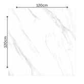 Shop STATUARIO ANGEL large format porcelain tiles (120x120cm) with a 9MM glossy finish and premium white marble effect. Durable, scratch-resistant, and easy to install. Perfect for luxurious interiors.