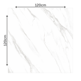 Shop STATUARIO ANGEL large format porcelain tiles (120x120cm) with a 9MM glossy finish and premium white marble effect. Durable, scratch-resistant, and easy to install. Perfect for luxurious interiors.