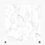 Statuario Marble 120x240cm glossy tile with bold grey veining on white. Perfect for walls and floors, adding timeless elegance to modern interiors.