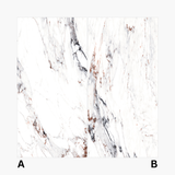 Statuario Rena 120x240cm glossy tile with grey veining on a white base. Durable and elegant, perfect for walls, floors, and modern luxury interiors.
