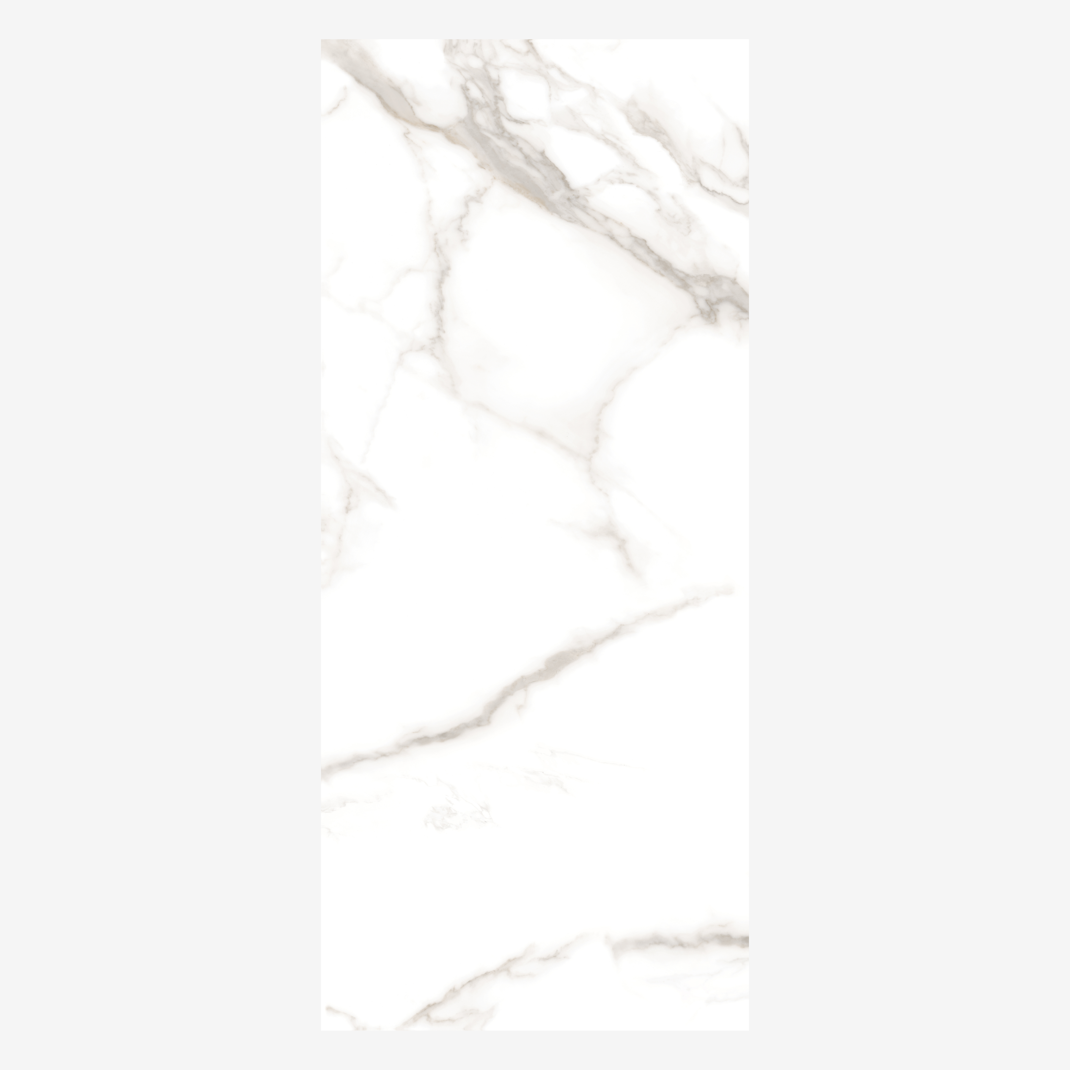 Statuario Venetian glossy porcelain tile 120x280cm. Classic white with bold grey veins, 09mm thick, perfect for luxury walls and modern interiors.