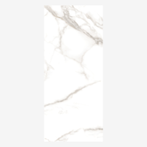 Statuario Venetian glossy porcelain tile 120x280cm. Classic white with bold grey veins, 09mm thick, perfect for luxury walls and modern interiors.