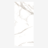 Statuario Venetian glossy porcelain tile 120x280cm. Classic white with bold grey veins, 09mm thick, perfect for luxury walls and modern interiors.