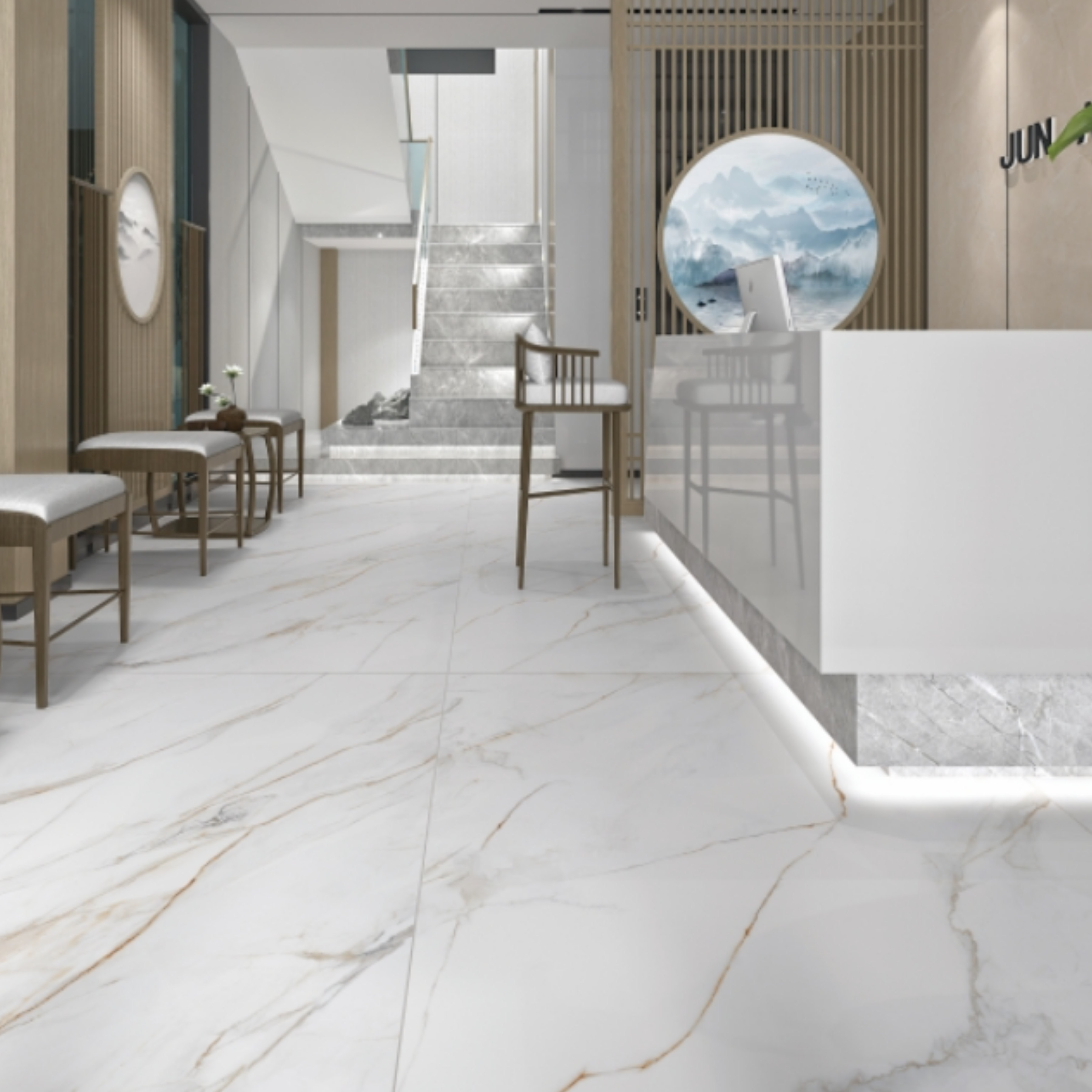 These tiles are versatile for use on both walls and floors, offering a long-lasting, low-maintenance solution. Their carved texture adds a luxury touch, making them perfect for statement interiors.