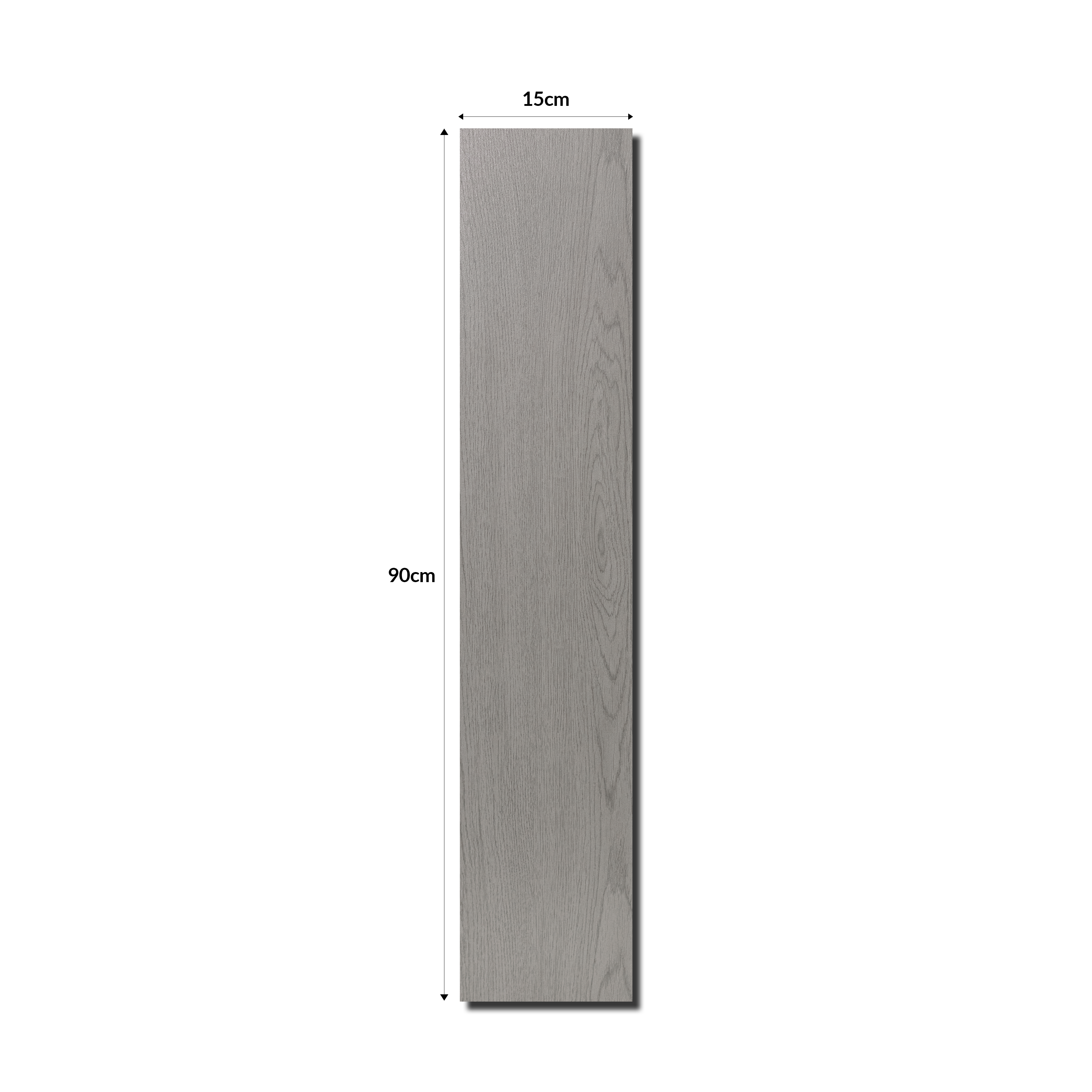 Urban Grey 15x90cm porcelain slab with sleek grey wood-look design. Strong, low-maintenance, and ideal for stylish modern floors and walls.