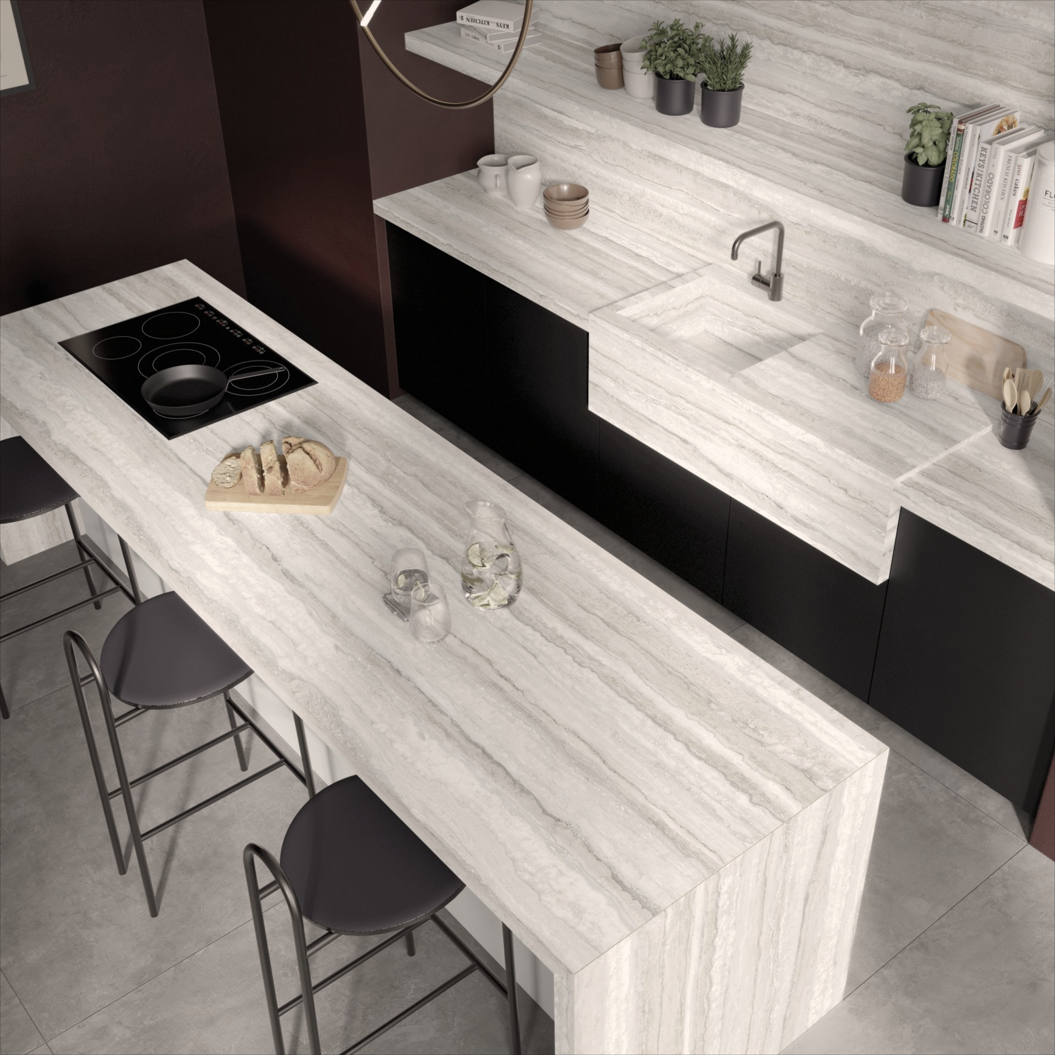 Heaven Travertino White 160x320cm 06mm – Book-Match Matt Porcelain Tile