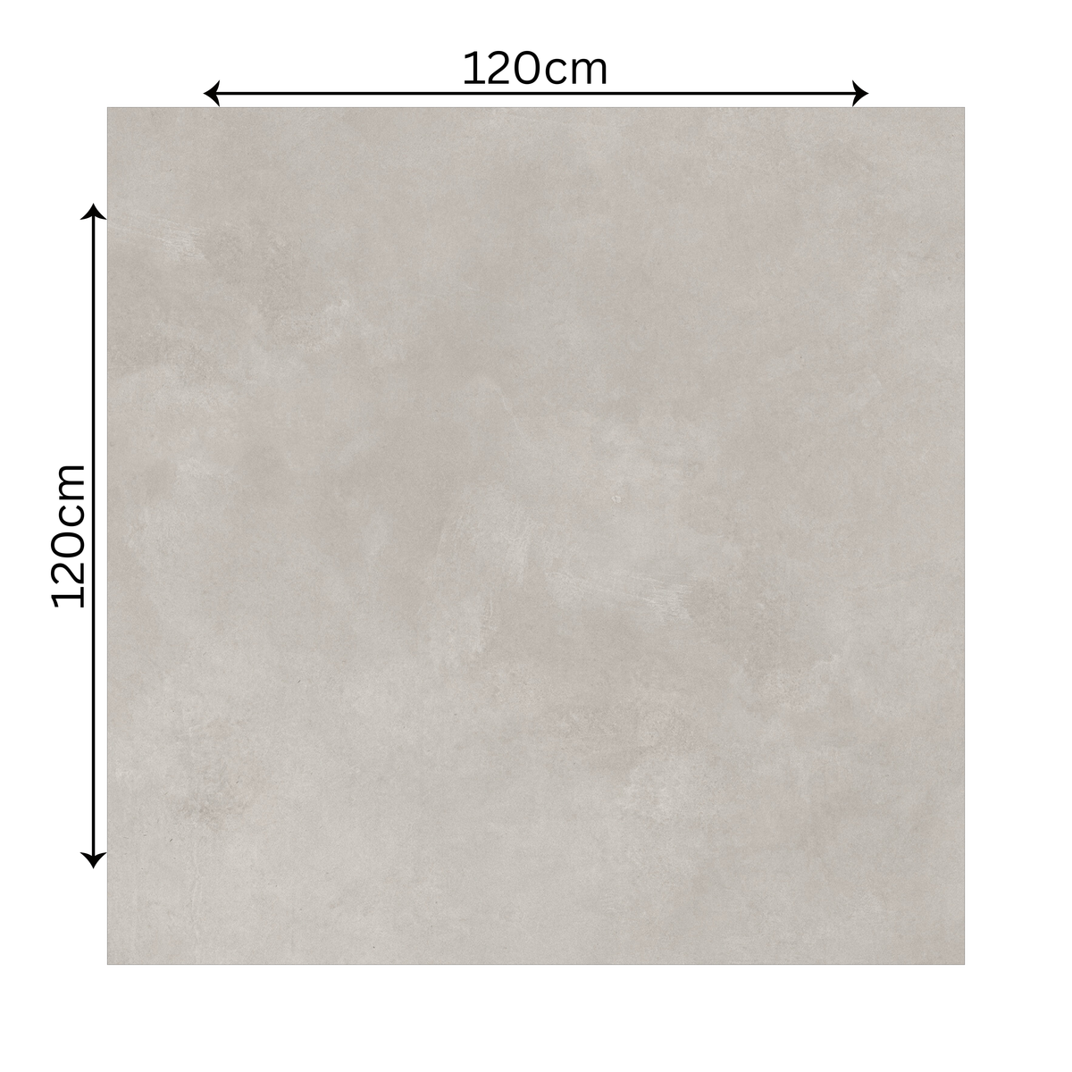 Azure Grey (Silk Grey) 120x120cm matt porcelain tile with smooth grey tones. Durable and stylish, perfect for modern interior designs.