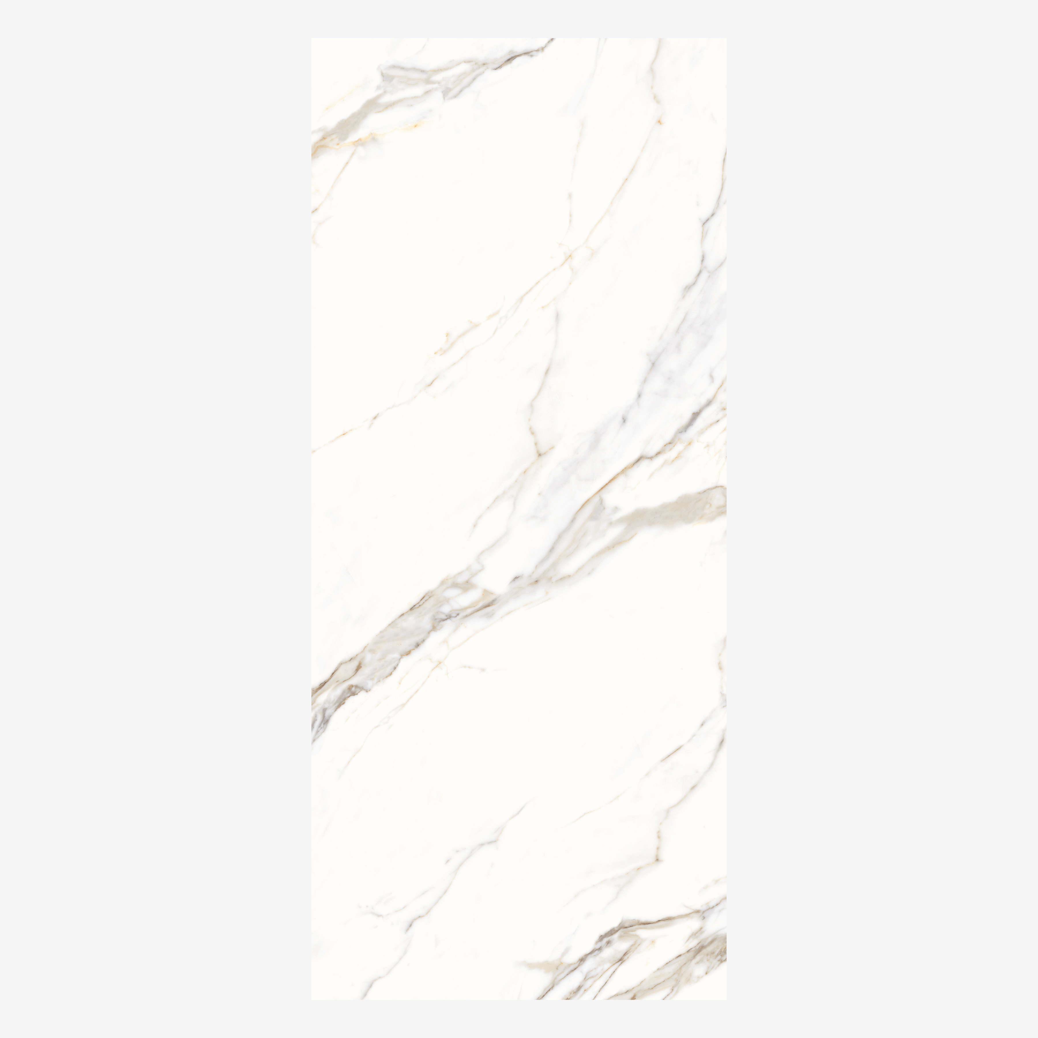 CALACUTTA EXTRA 120x278cm marble look tile in glossy finish with refined veining. A premium large format tile for elegant interiors.
