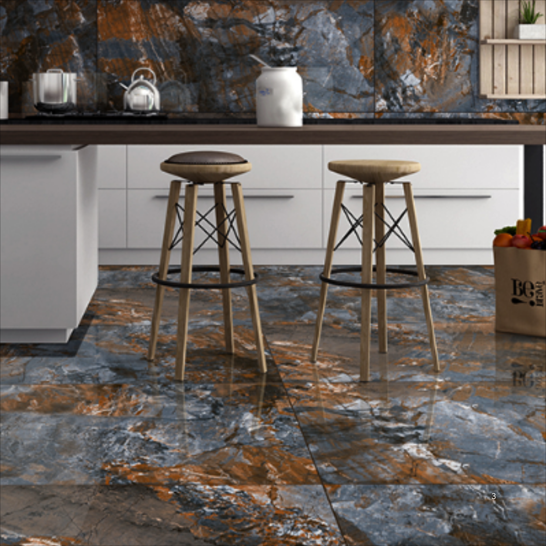 CENEFA AZUL 60x120cm High Glossy Porcelain Tile – 09MM