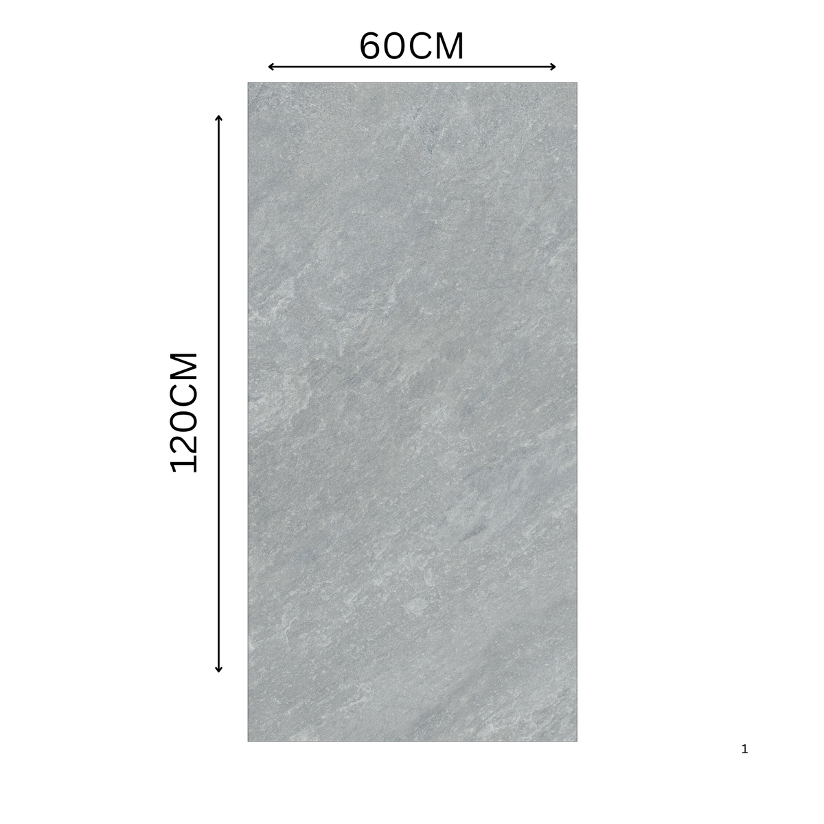 Classic Grey 60x120cm porcelain tile, 20mm thick with R11 slip-resistant rough matt finish. Elegant stone look, ideal for outdoor and high-traffic areas.