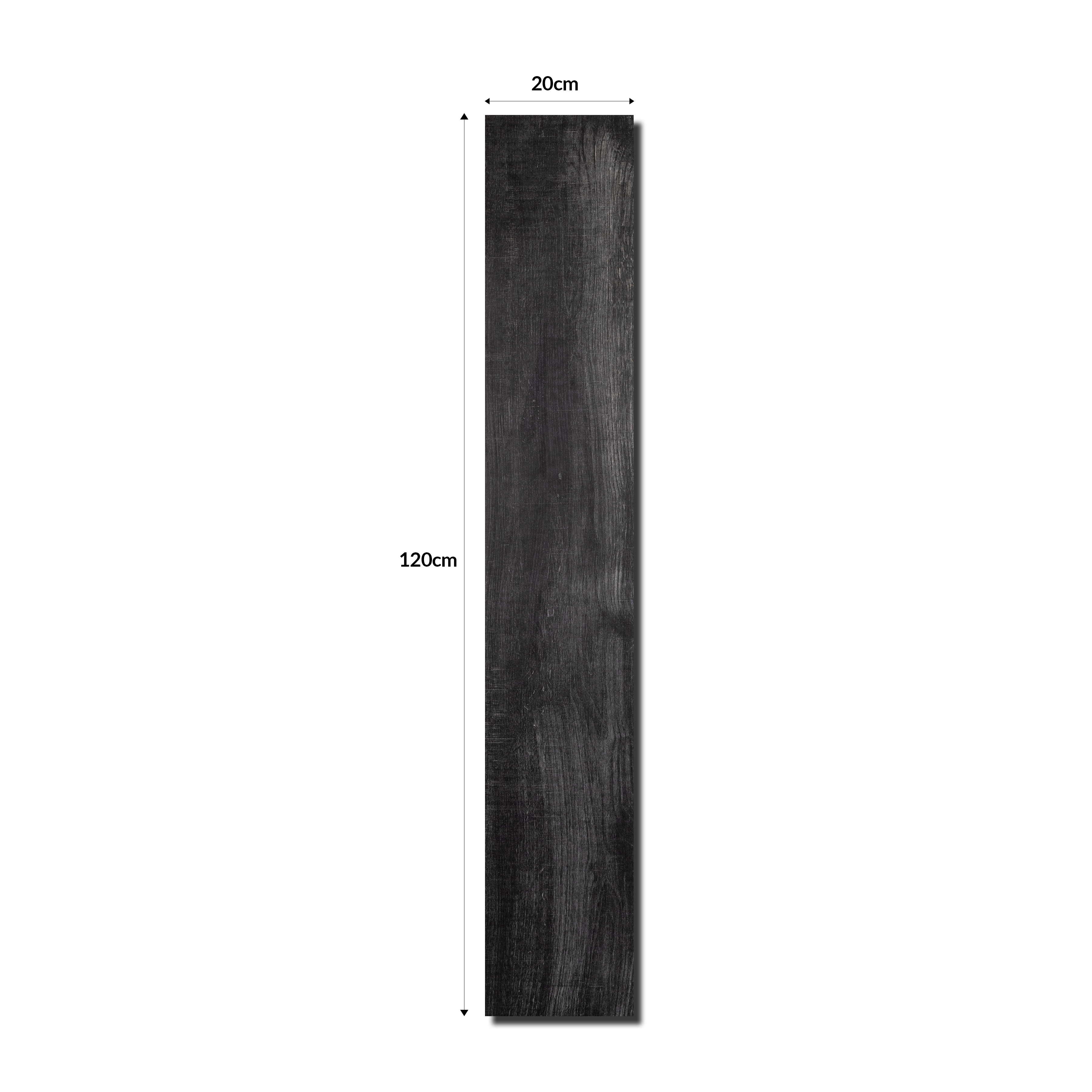 Graphite Black 20x12cm porcelain tile with 09mm thickness. Bold graphite tone, durable and elegant for walls, kitchens, and accent interiors.