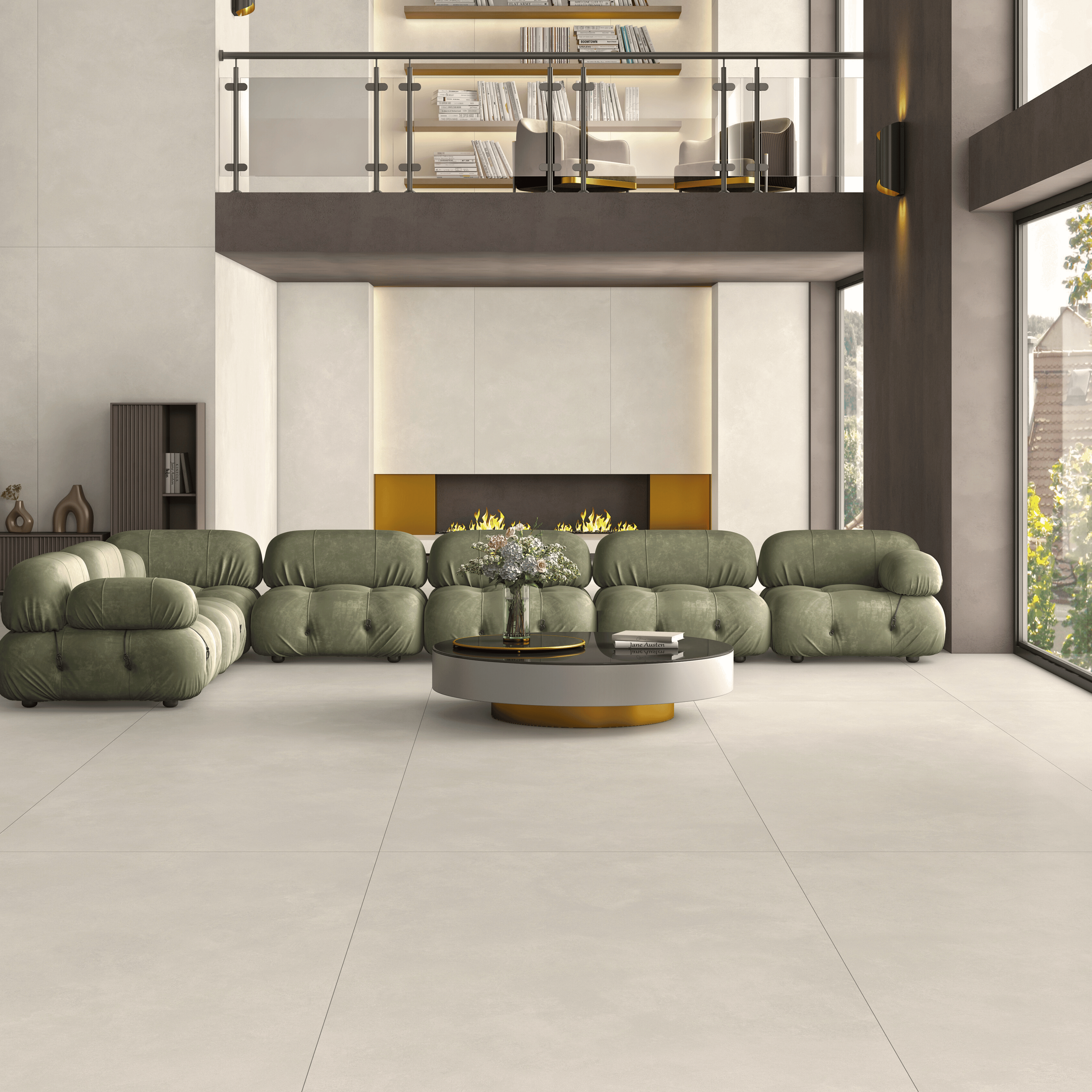 ICONA BIANCO 120x278cm white stone look tile with refined texture and a sleek matt finish. A premium large format tile for contemporary interiors.
