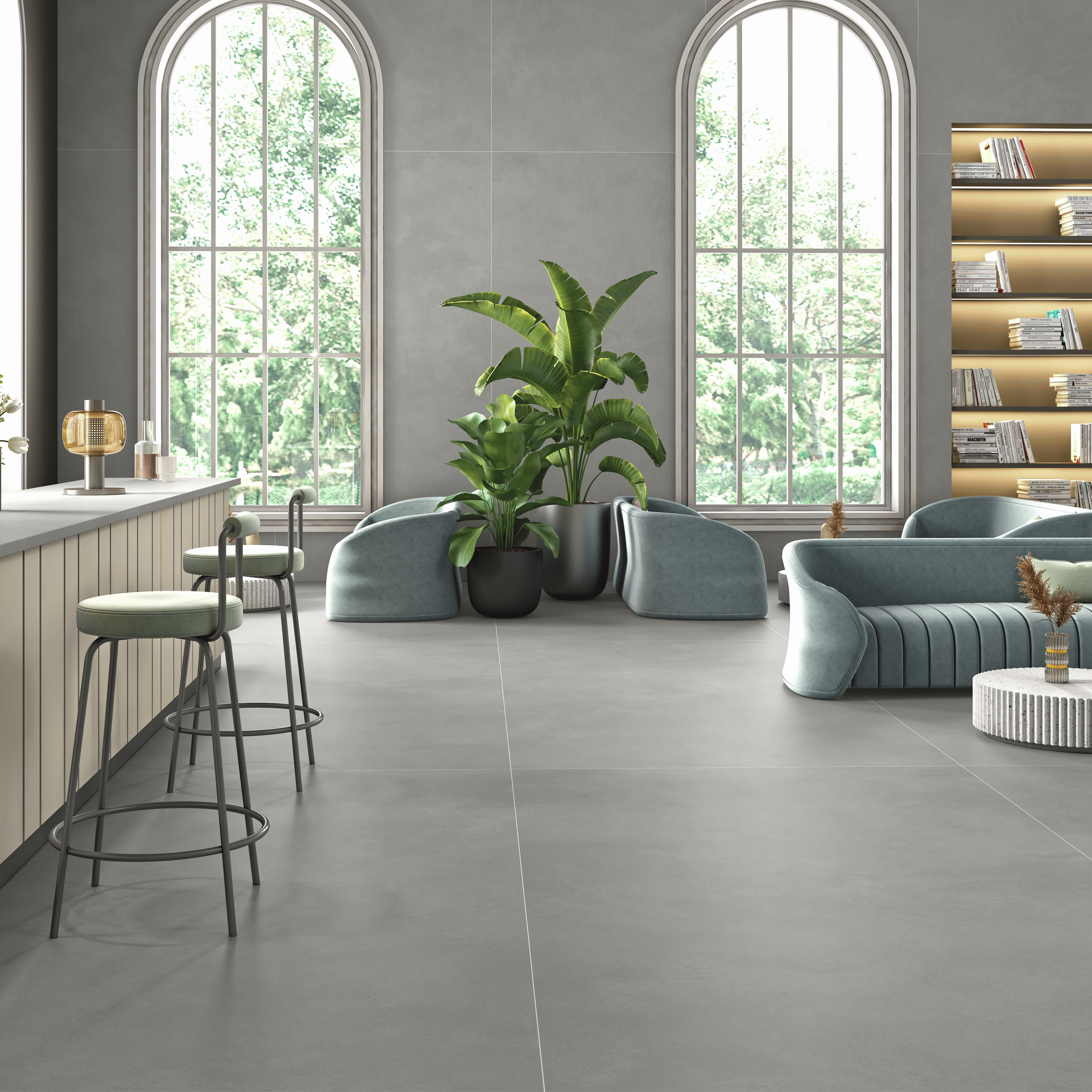 Icona Slate matt porcelain tile 120x278cm. Natural slate-inspired design, 09mm thick, perfect for modern, industrial, and luxury interiors.