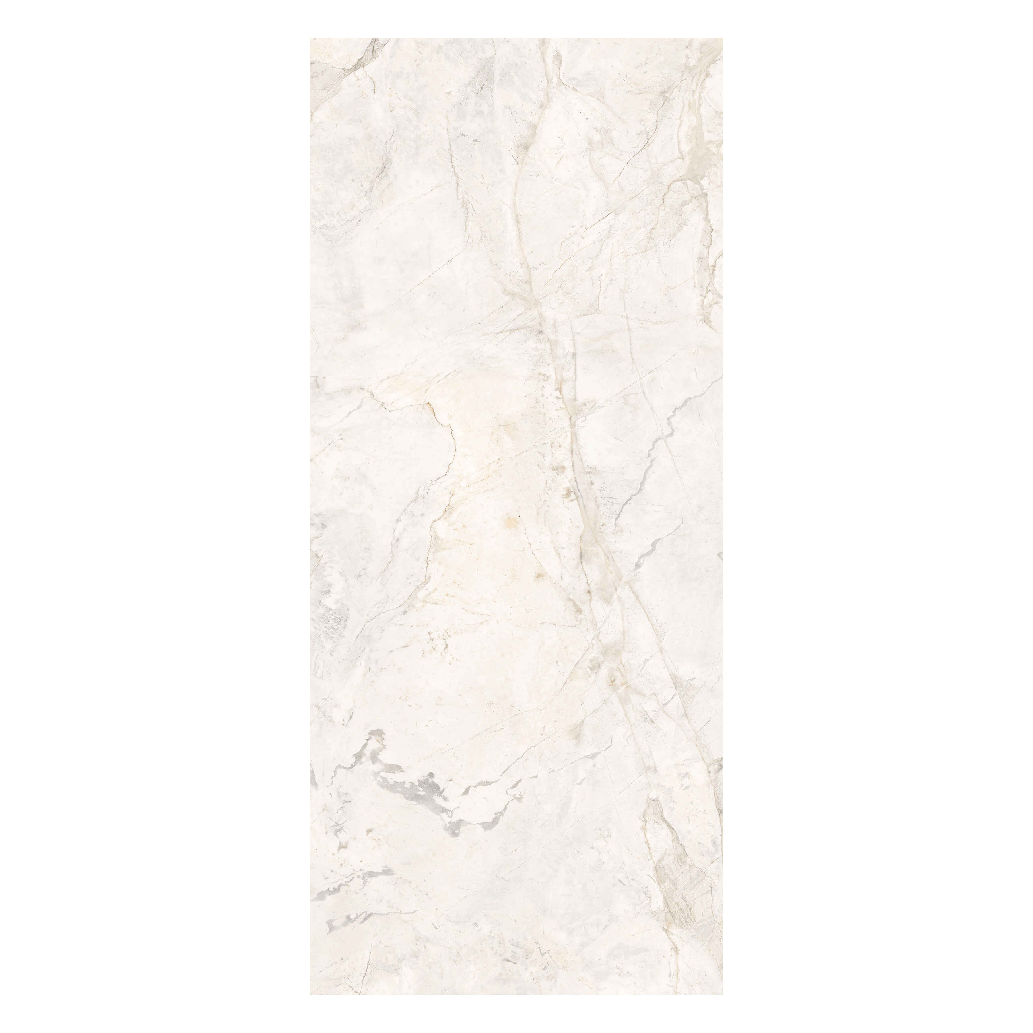 Marmo Ice 120x278cm glossy porcelain tile. Cool white tones with sleek finish, 09mm durable slab, seamless luxury look for modern interiors.
