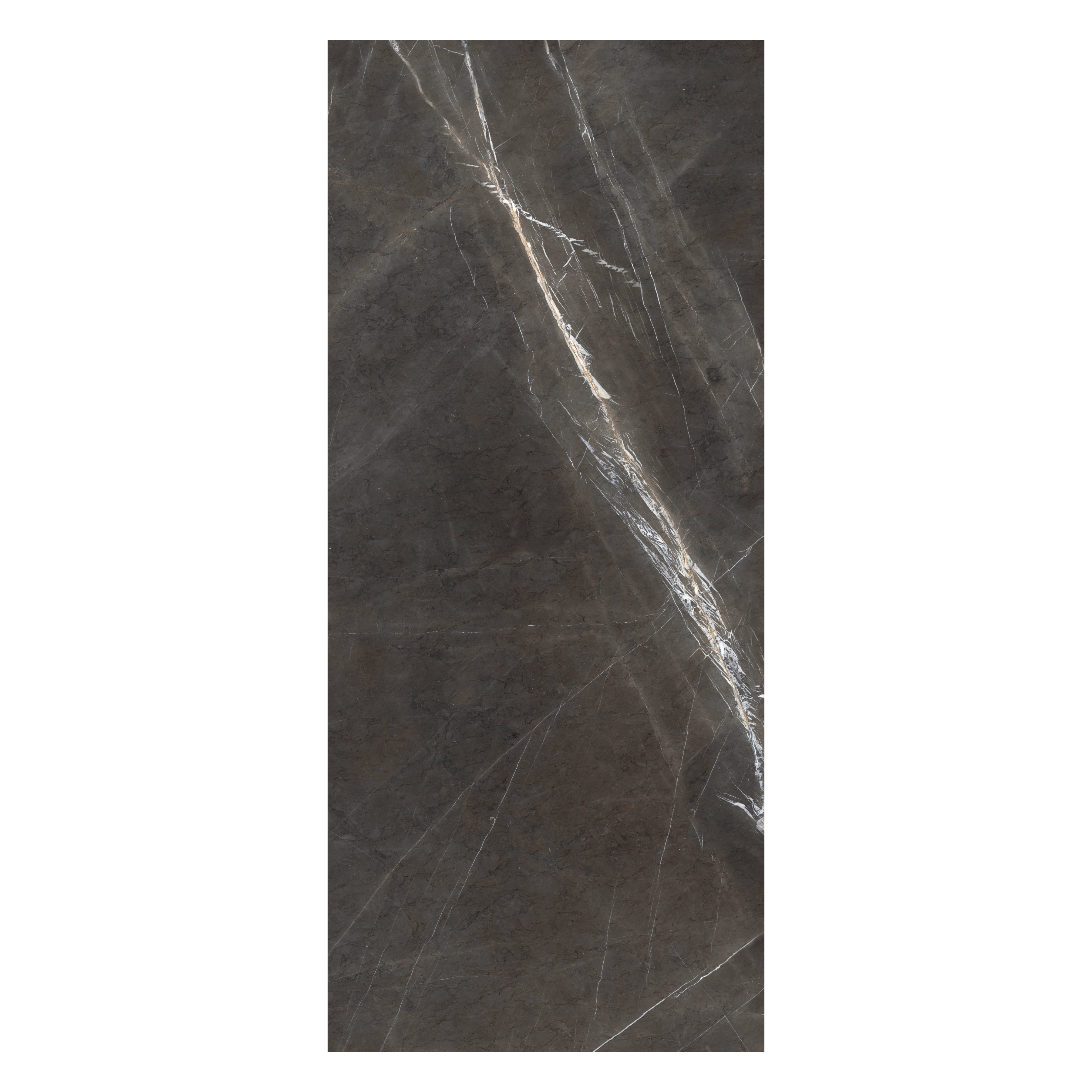  Marquina Grey book-match glossy porcelain tile 120x280cm. Striking white veining on grey with 09mm thickness, ideal for luxury interiors.