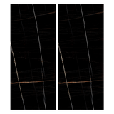 Nero Saint Laurent 120x278cm high glossy porcelain tile. Black marble look with golden veining, 09mm slab, sleek luxury finish for premium interiors.