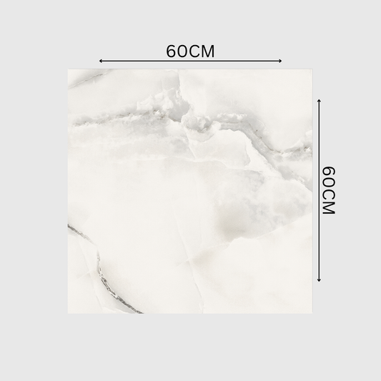 ORLANDO PEARL 60x60cm Glossy Porcelain Tile – 09MM Pearl Grey Marble Look 1800