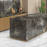 Onice Nero 120x278cm high glossy porcelain tile. Black onyx-inspired design, 09mm slab, seamless luxury finish for elegant and modern interiors.