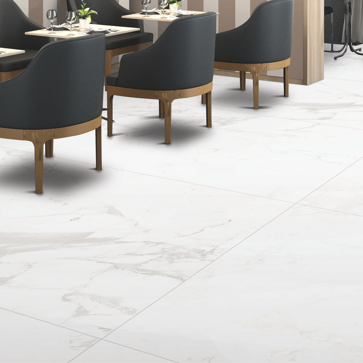  Statuario Jupiter 120x240cm silk matt porcelain tile. White marble look with bold grey veins, 09mm durable format, seamless finish for walls and floors.