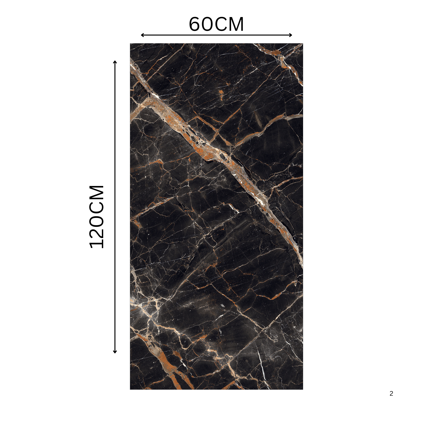 ESTRADA NERO High Glossy Large Format Porcelain Tile – 60x120cm, 9MM Thickness, Sleek Black Marble Look